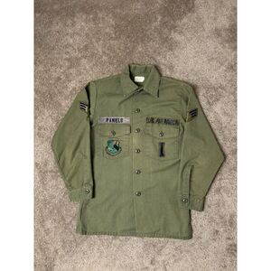Rare‎ VTG GULF APPAREL U.S. Air Force Military Eagle Patches Shirt 90s Size 15.5